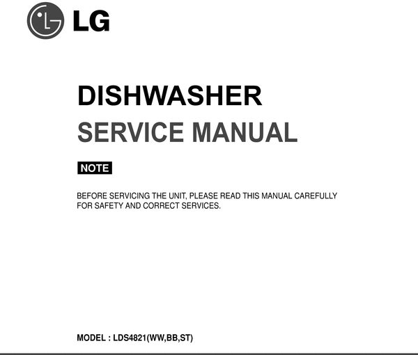 Product picture LG DISHWASHER REPAIR MANUAL MODEL LDS4821ST